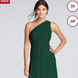 David’s Bridal Long One-Shoulder Crinkle Chiffon